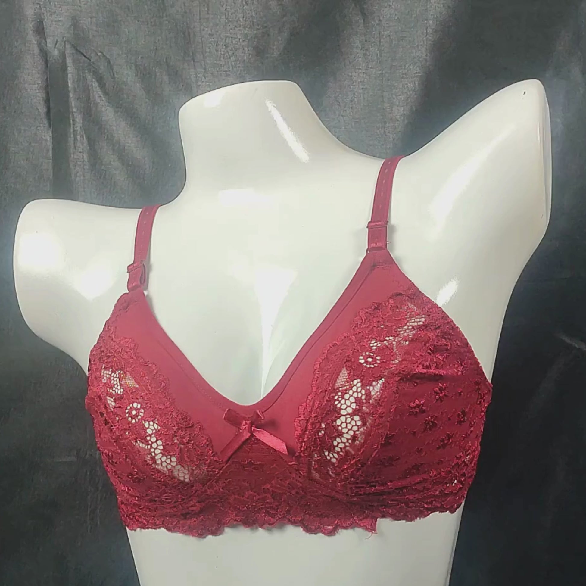 Soft Net Lace Bra | Color: Beige | Size: 32 |