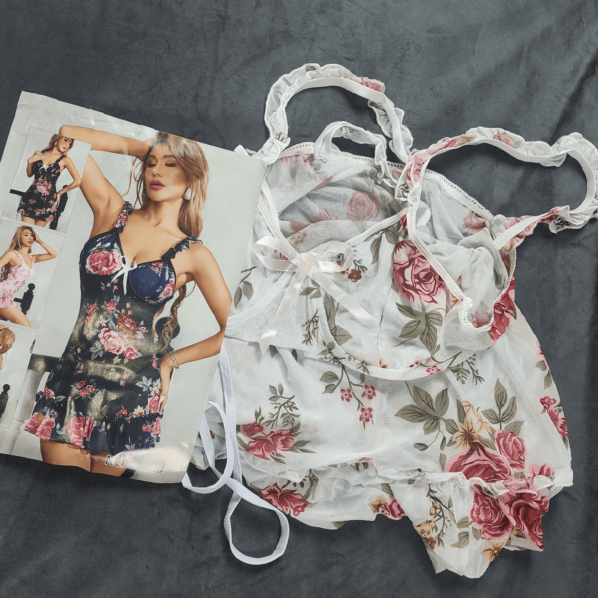Rose Petal Elegance Nightdress (Snow White) - Camisoles & Shorts - ComfyBliss