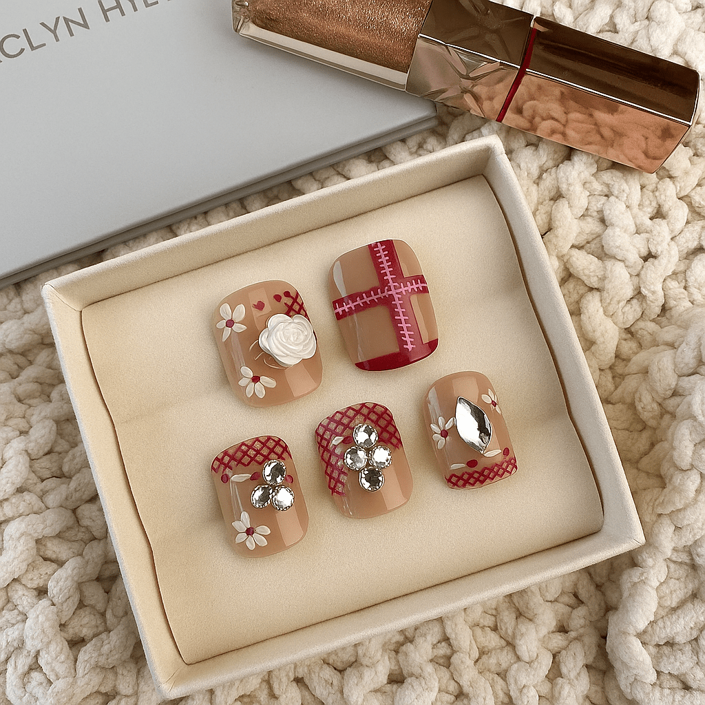 Rustic Blossom – Press - On Nail Set - Accessories - ComfyBliss