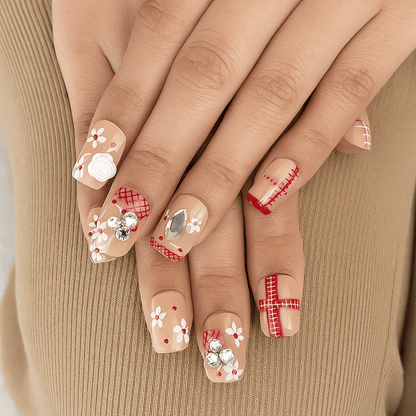 Rustic Blossom – Press - On Nail Set - Accessories - ComfyBliss