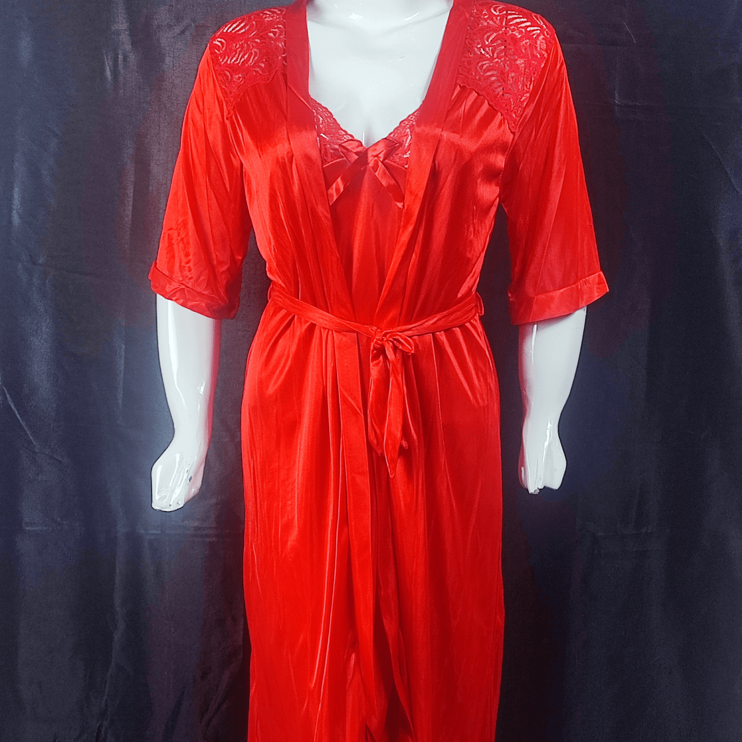 Scarlet Elegance Robe Set - Nightgowns - ComfyBliss
