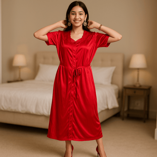 Scarlet Elegance Robe Set - Nightgowns - ComfyBliss