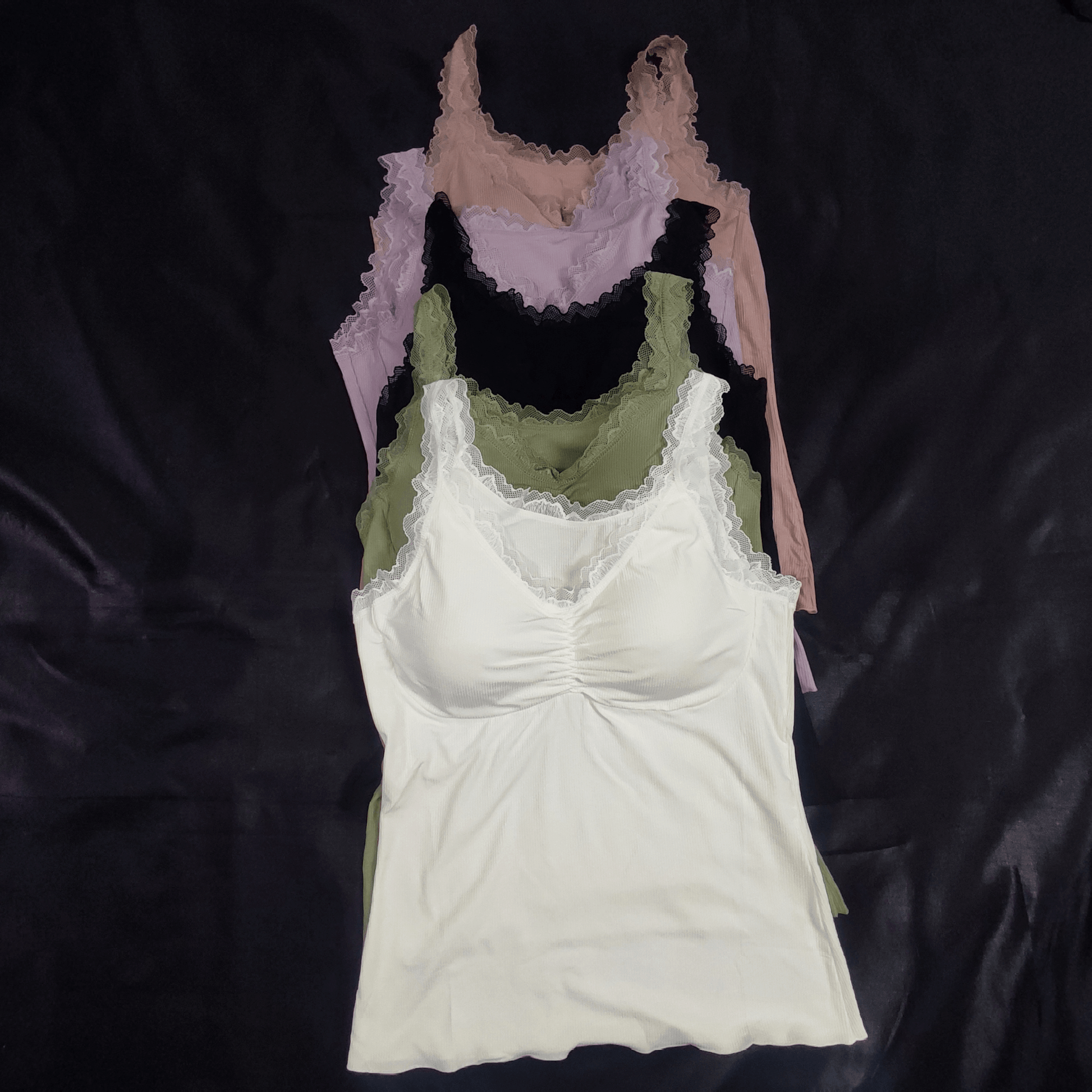 Soft Lace Camisole - Padded - Removeable (Dark Ember) - Camisoles & Shorts - ComfyBliss