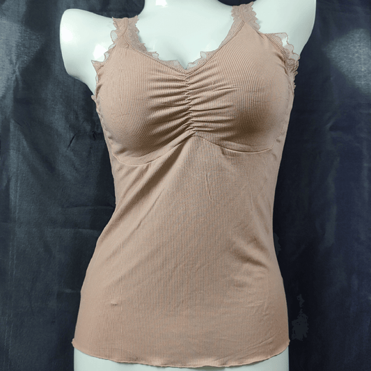 Soft Lace Camisole - Padded - Removeable (Dark Ember) - Camisoles & Shorts - ComfyBliss