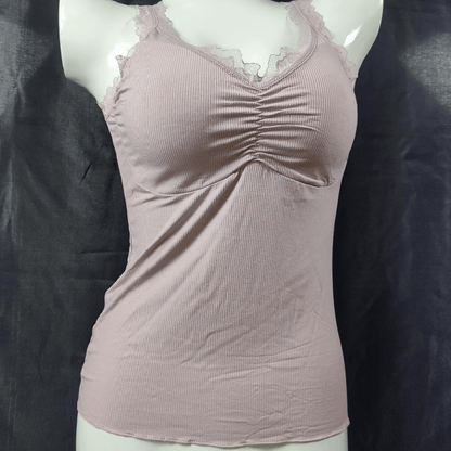 Soft Lace Camisole - Padded - Removeable (Fatal Bloom) - Camisoles & Shorts - ComfyBliss