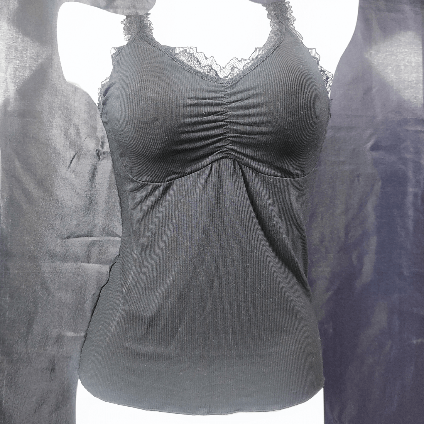 Soft Lace Camisole - Padded - Removeable (Raven Storm) - Camisoles & Shorts - ComfyBliss