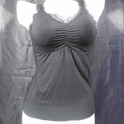 Soft Lace Camisole - Padded - Removeable (Raven Storm) - Camisoles & Shorts - ComfyBliss