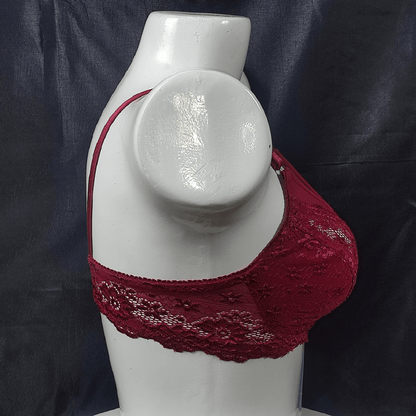 Soft Net Lace Bra (Bloodlust Maroon) - Bra - ComfyBliss