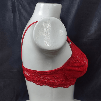 Soft Net Lace Bra (Infernal Crimson) - Bra - ComfyBliss