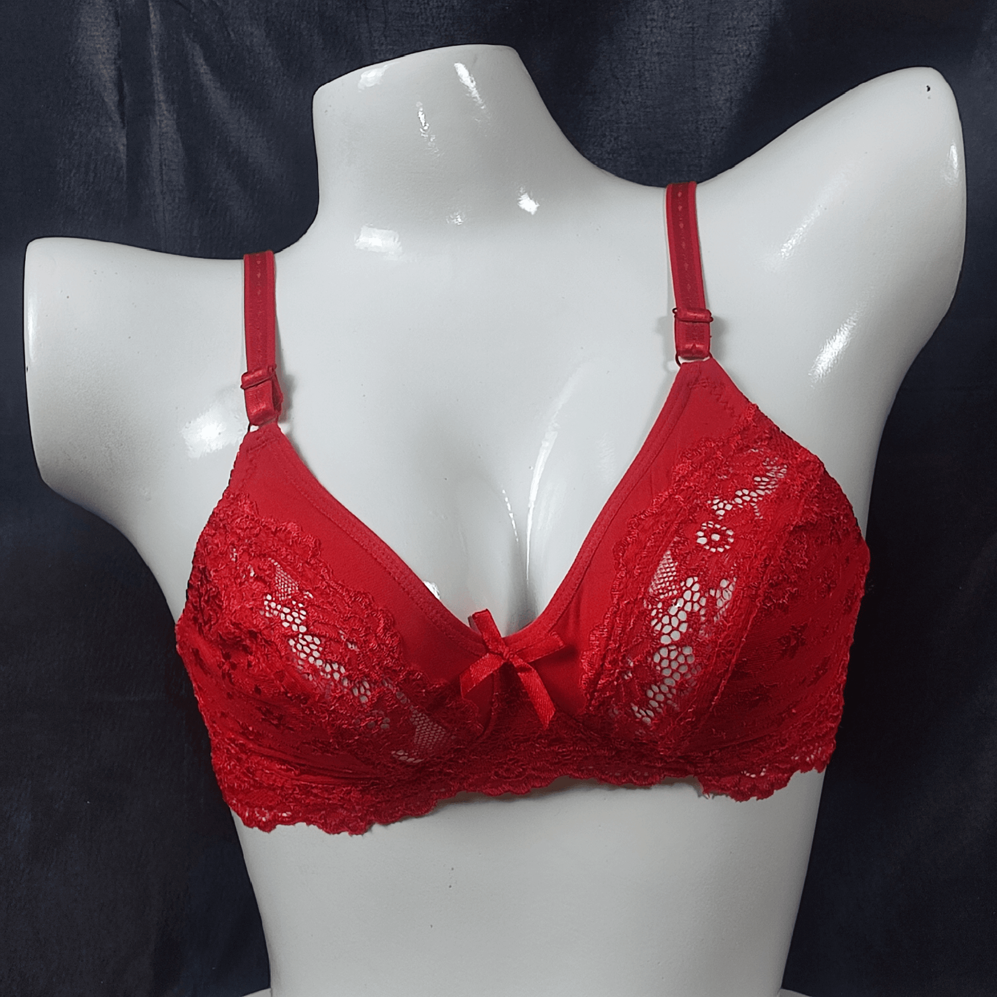 Soft Net Lace Bra (Infernal Crimson) - Bra - ComfyBliss