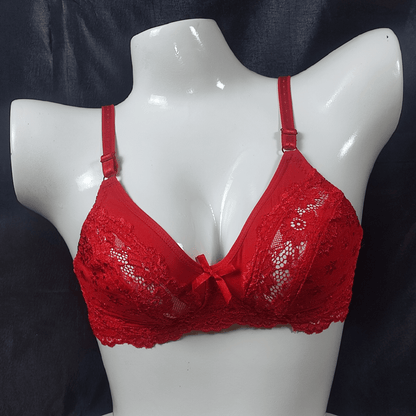 Soft Net Lace Bra (Infernal Crimson) - Bra - ComfyBliss