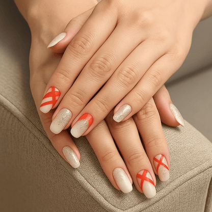 Sparkle & Stripe – Press - On Nail Set - Accessories - ComfyBliss