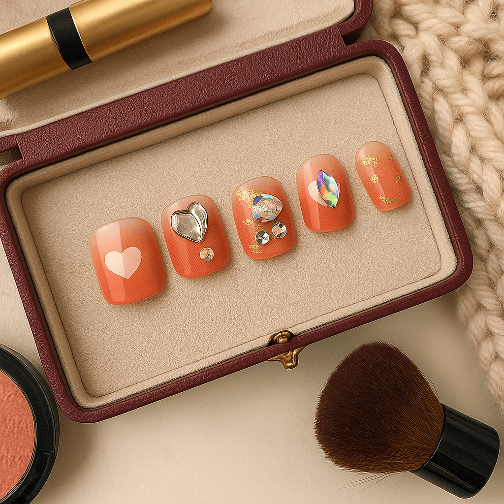 Tangerine Spark – Press - On Nail Set - Accessories - ComfyBliss