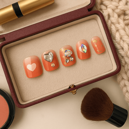 Tangerine Spark – Press - On Nail Set - Accessories - ComfyBliss