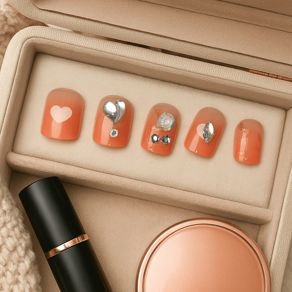 Tangerine Spark – Press - On Nail Set - Accessories - ComfyBliss