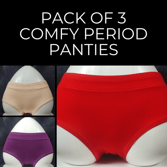 Pack of 3 Comfy Period Panties (L - Random Colors) | | |